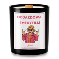 ŚWIECA SOJOWA ODJAZDOWA EMERYTKA PREZENT DLA EMERYTA ŚMIESZNY NA POŻEGNANIE