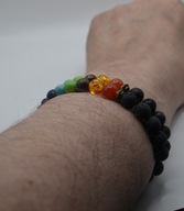 Zestaw 2 bransoletek z kamienia wulkanicznego + kamienie 7 kolorów | 8 mm