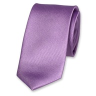 ELEGANCKI KRAWAT MĘSKI 100% JEDWAB WĄSKI KOLOR LILAC PIĘKNA LAWENDA NOWY