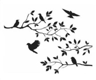 NAKLEJKI NA ŚCIANĘ - GAŁĄZKA Z PTAKAMI CZARNA