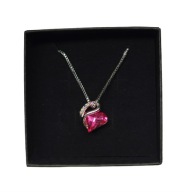 Srebrny Naszyjnik Serce z Cyrkonią Moissanit Kamień Stal Szlachetna Prezent