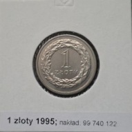 *P[0707] POLSKA 1 złoty 1995 III Rzeczpospolita Orzeł (heraldyka) *Holder