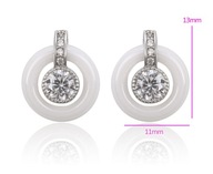 KOLCZYKI KOLECZKA CZARNA CERAMIKA,CYRKONIE