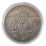 AFRICA RHINOCEROS 2012 KONGO 1 OZ SREBRO 9999 ANTIQUE FINISH COA