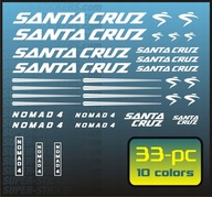 Naklejki Na Ramę SANTA CRUZ Nowy Wzór, Zestaw 33szt Rower Nalepki Rowerowe