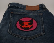 Naszywka Haftowana KOT CZASZKA Wampir – Średnica 10 cm