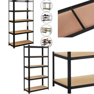 REGAŁ METALOWY MAGAZYNOWY GARAŻOWY 5 PÓŁEK CZARNY 180X90X30 875KG 3MM RINO