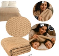KOC CIEPŁY NARZUTA NA ŁÓŻKO MIŁY PREZENT NA ŚWIĘTA PLED 200X220 CM BEŻOWY