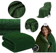 NARZUTA NA ŁÓŻKO KOC WYTŁACZANY JODEŁKA PLED 160X200 CM ZIELONY PREZENT