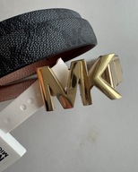 Michael Kor’s dwustronny pasek skórzany ciemnoszary monogram i brązowy M
