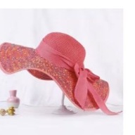 KAPELUSZ DAMSKI SLOMKOWY ODDYCHAJĄCY czerwony SZEROKIE RONDO WAKACJE MODA