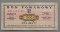 2 centy BON PEWEKS-u z 1969 roku seria GO ,