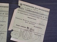 dwa potwierdzenia wpłaty za rower Łucznik Extra 1937 PWU FB Radom