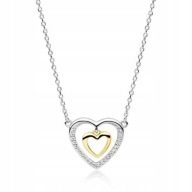 SREBRO 925 Naszyjnik Złoty Serce Dwa Serca Serduszka Łańcuszek PUDEŁKO