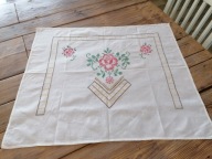 WIEKOWA LNIANA RĘCZNIE WYKONANA HAFTOWANA MAKATKA KILIM RÓŻE 70 x 83