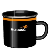 Kubek emaliowany grillowy piknikowy metalowy czarny z logo Mustang 330 ml