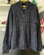 I SWETER wełniany wełna MARKS SPENCER GRANAT M uroczy zimowy zamek