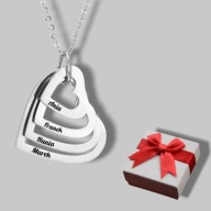 Naszyjnik cztery serca - grawer gratis - napis - prezent