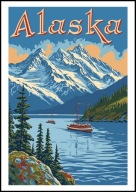 A2 KOLOROWY PLAKAT OBRAZ ALASKA, USA STANY ZJEDNOCZONE, VINTAGE RETRO
