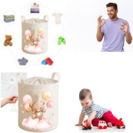 KOSZ NA ZABAWKI UBRANIA PRANIE DUŻY POJEMNIK ZAMYKANY ORGANIZER BABYMAM XL
