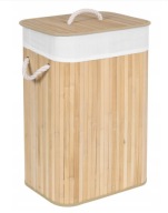KOSZ BAMBUSOWY NA PRANIE BIELIZNĘ KUFER Z POKRYWĄ POJEMNIK SKŁADANY 80L DOM