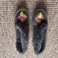 Kapcie góralskie ocieplane ze skóry naturalnej r.38