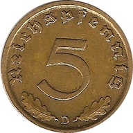 Niemcy 5 Reichspfennig 1938 D mennica Munich III Rzesza