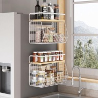 Czarny organizer magnetyczny na lodówkę kuchenny 2 poziomy loft