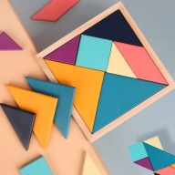 Tangram Drewniany Puzzle Montessori Edukacyjne Dla Dzieci 10cm gra logiczna