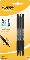 ZESTAW 3 x DŁUGOPIS SOFT FEEL CZARNY 3szt BIC automatyczny blister 3 sztuki