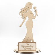 Prezent na Dzień Kobiet z imieniem drewniana figurka PERSONALIZOWANA sklejk