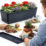 4x SKRZYNKA DONICZKA SKRZYNKA BALKONOWA Z PODSTAWKĄ NA KWIATY ZIOŁA DO DOMU