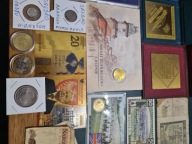 Stare monety Srebrne, zestaw, rocznikowy, piłkarski, medale, banknoty
