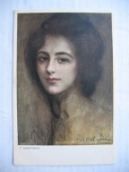 TEODOR AXENTOWICZ KOBIETA PORTRET przedwojenna POCZTÓWKA