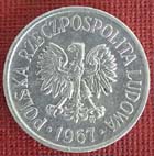 POLSKA - 5 groszy 1967 Al. (b.ładna)