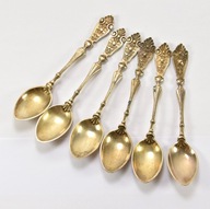 PIĘKNE STARE ZDOBIONE ŁYŻECZKI DO MOKKI KOMPLET 6 szt. ZOBACZ!