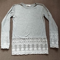 Tunika damska jasnoszara wykończona koronką r. M