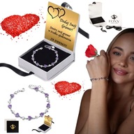 PREZENT NA WALENTYNKI BRANSOLETKA DLA DZIEWCZYNY ŻONY SREBRO PR.925 FIOLET