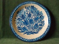 Unikatowy talerz ceramiczny Tułowice - ręcznie zdobiony PRL