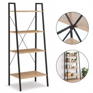 Regał 4-Poziomowy Loft Metalowy| Półka na Książki i Dekoracje |Jasny Brąz
