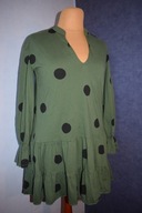 Asos Piękna sukienka zielona w grochy z oryginalnym rękawem_44