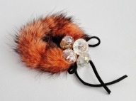 ŚLICZNA RUDA DUŻA GUMKA DO WŁOSÓW KRYSZTAŁY FUTERKO