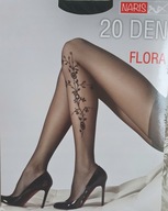 RAJSTOPY RAJSTOPKI CZARNE KWIATY LYCRA S/M 20 den