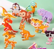 Puzzle 3D składane dla dzieci ZWIERZĘTA 30szt Zabawka Edukacyjna dla Dzieci