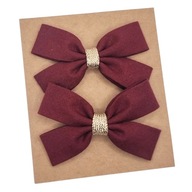 Spinki do włosów dla dziewczynki kokardki burgund i złoto na święta