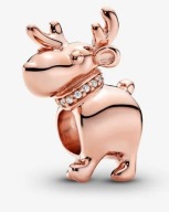 Pandory świąteczny wesoły renifer rose gold