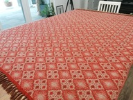 TKANY DWUSTRONNY WEŁNIANY KILIM KAPA NARZUTA FRĘDZLE ART DECO 150 x 205