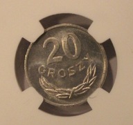 20 GR GROSZY 1966 NGC MS 65 - SKRĘTKA OKOŁO 330 STOPNI - RARYTAS, UNIKAT