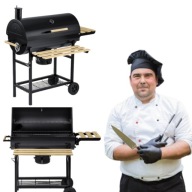 GRILL WĘGLOWY DUŻY BECZKA OGRODOWY PÓŁKI TERMOMETR POPIELNIK BERDSEN