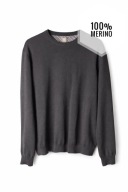 Sweter męski MARZ 100% merino wool wełniany szary klasyczny L/XL